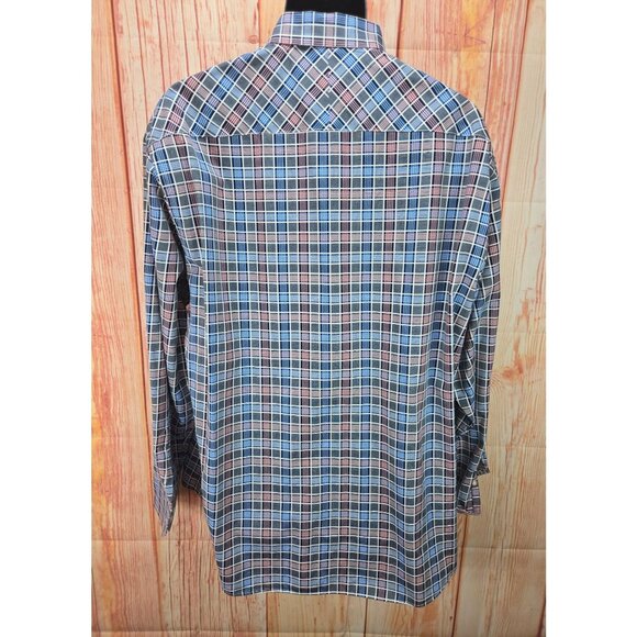 Johnston & Murphy Mens Tailored Fit Plaid Shirt XL - Picture 2 of 8